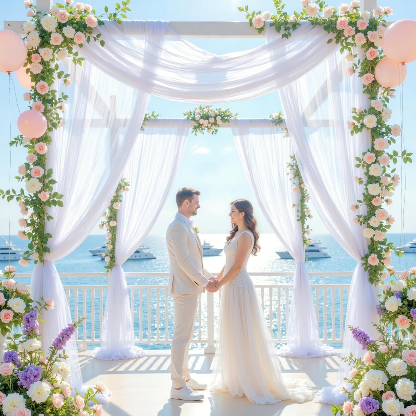 White Arch Draping Fabric for Wedding, 60" x 26Ft Chiffon Drapery Fabric Drapes Backdrop for Wedding Ceremony Baby Shower Bridal Shower Decoration(1 Panel)