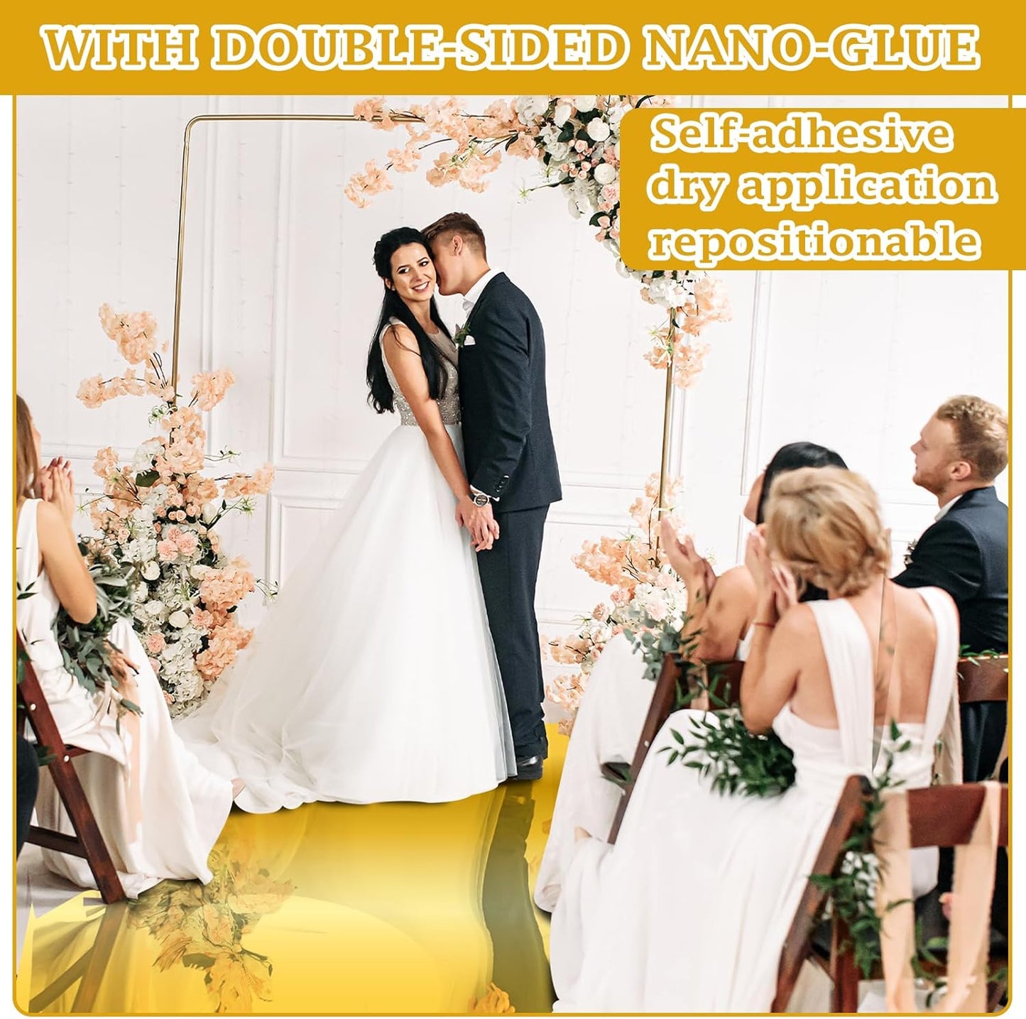 3.3 x 98.4 ft Mirror Rug Aisle Runner for Wedding Ceremony Double Sided Reflective Carpet Aisle Runner Walkway Rug Roll for Outdoor Birthday Graduation Party Decor(Gold)