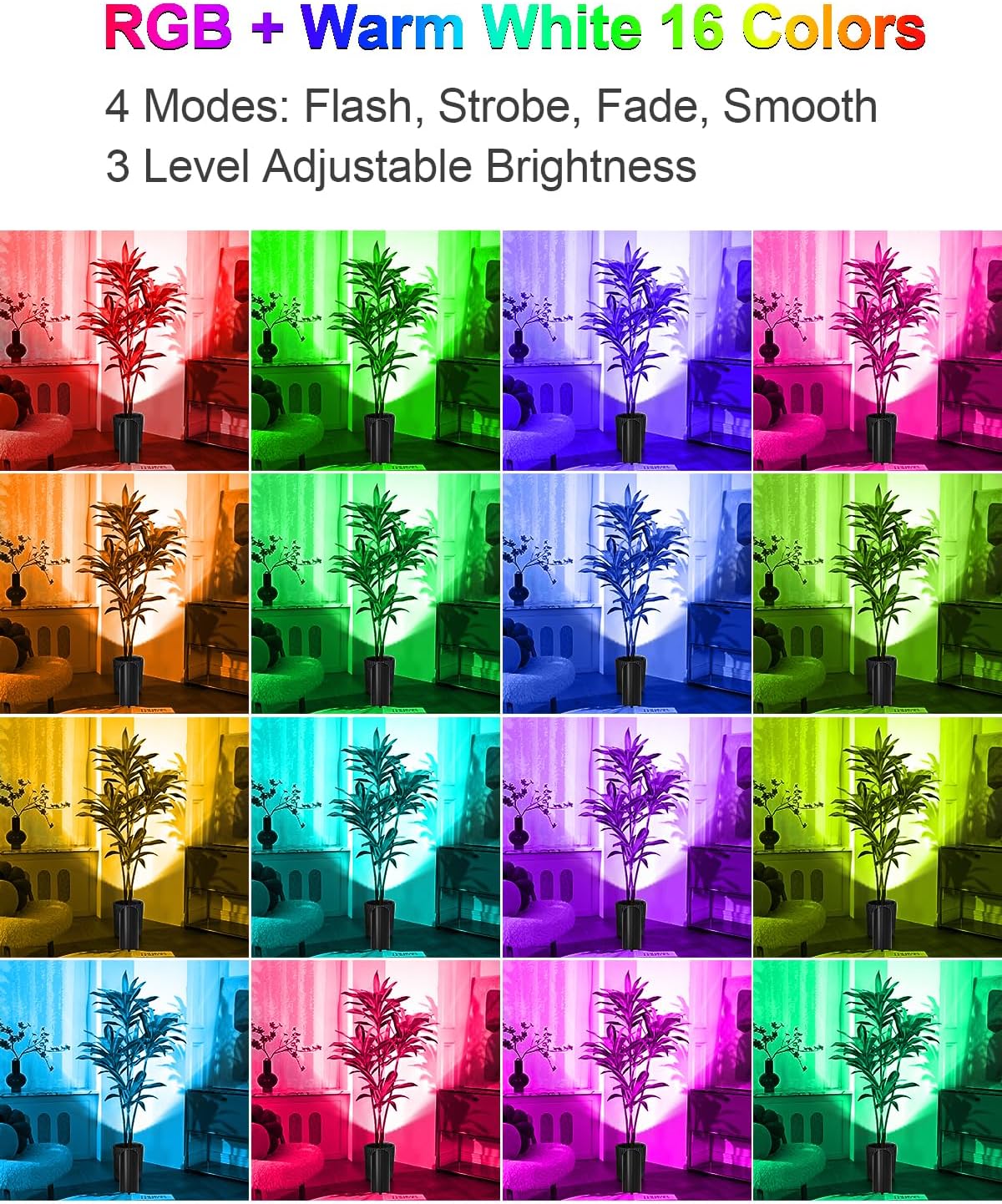ZUCKEO RGB Floor Can Lights Indoor Spotlight LED Uplighting, 5W Indoor Color Changing Spot Light GU10 Bulb Accent Up Lighting for Plant Corner Christmas, 5.25FT Plug in Cord & Switch, 4Pack