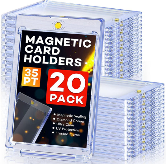 20ct Magnetic Card Holders, 35pt One Touch Card Holder, U-V Protection Hard Plastic Case for Trading Cards, Display Case for Sports, Baseball, Football, Game Cards