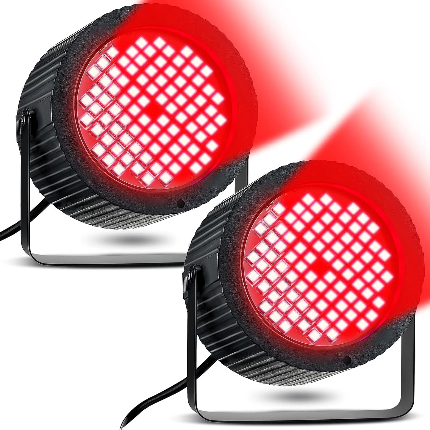 Funtery 2 Pcs Bright White Strobe Light 88 LEDs Flash Party Lighting Speed and Sound Modes Flashing Stage Lights for Christmas Easter Birthday Party Room Dance DJ Bar Karaoke Show Wedding (Red)