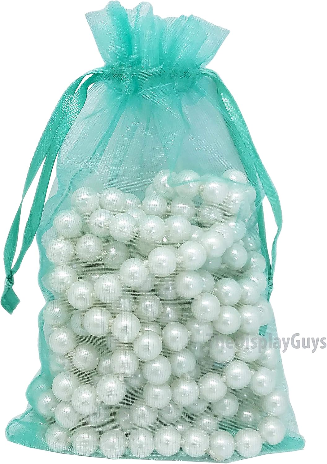 TheDisplayGuys 48-Pack 4x6 Teal Sheer Organza Gift Bags with Drawstring, Jewelry Candy Treat Wedding Party Favors Mesh Pouch
