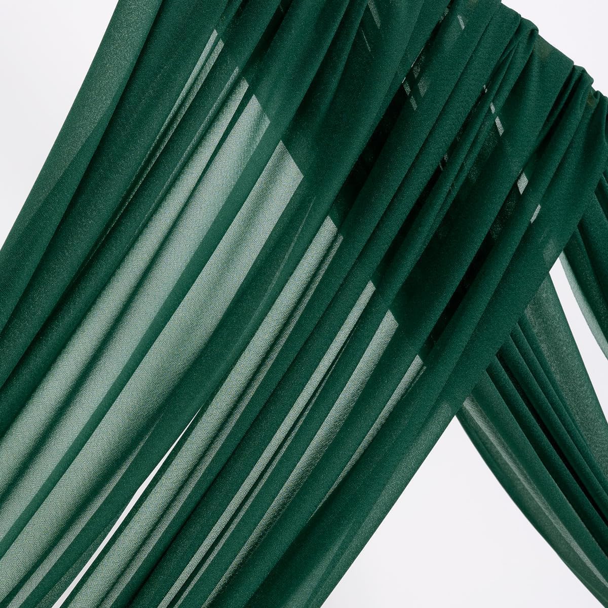 MLMW Christmas Wedding Arch Draping Fabric 2 Panels 29" x 20Ft Emerald Green Sheer Wedding Arch Backdrop Drapes Outdoor Curtain for Ceremony Party Background Ceiling Decor