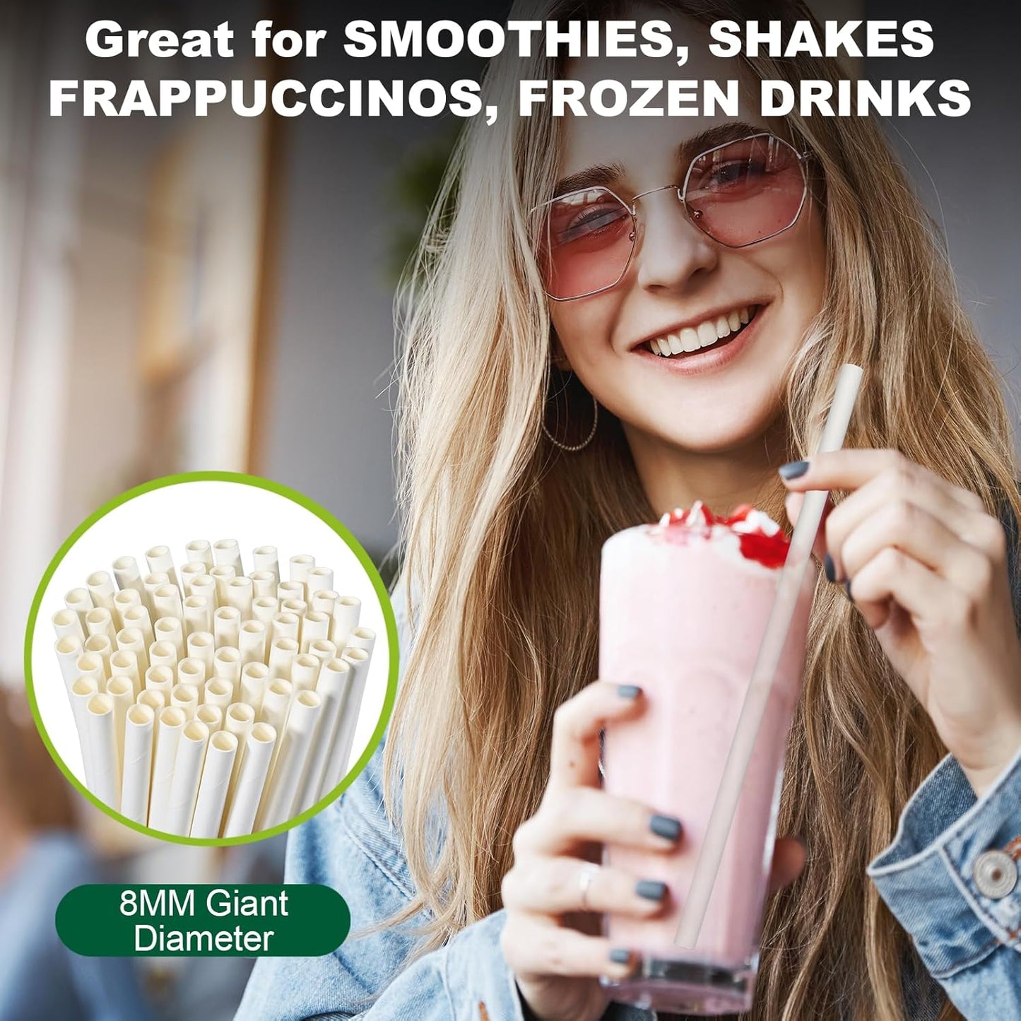 10.25" Disposable Paper Drinking Straws Individually Wrapped, 0.31" Dia. - 4 PLY Thick Heavy Duty Paper - White, 300 ct. (Restaurant Quality)