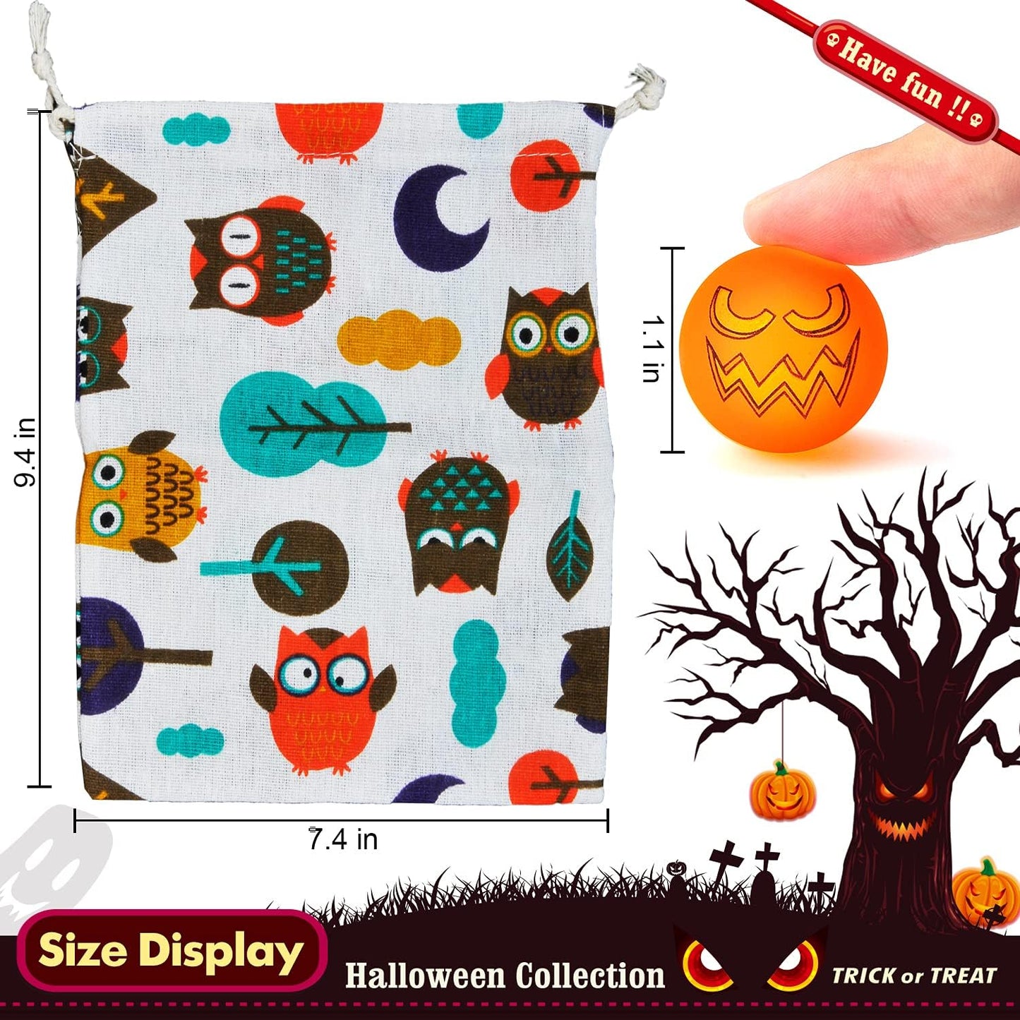 SpringFlower 100 Pcs Glow in The Dark Bouncing Balls,Halloween Party Favors Supplies, Trick or Treating Goodie Bag Filler，School Classroom Game Rewards, 10 Assorted Halloween Theme Designs