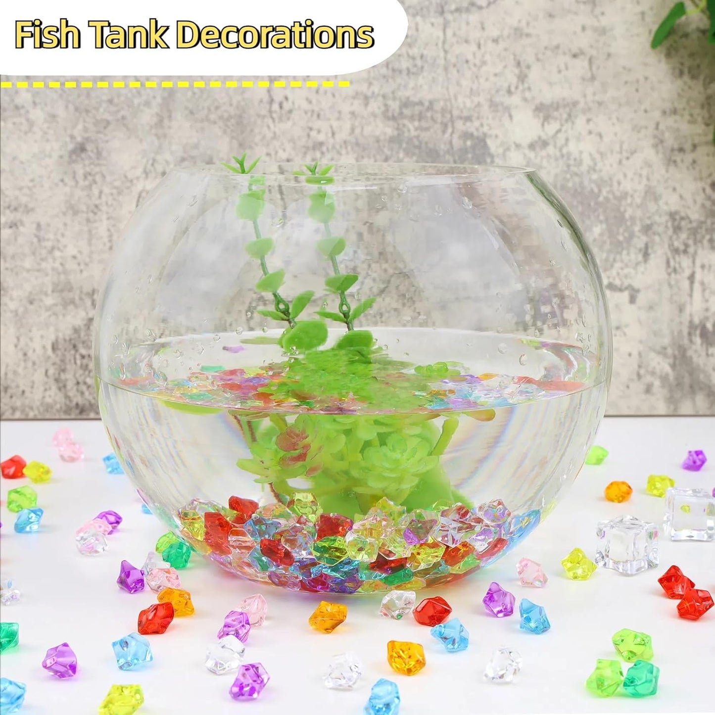 YATOJUZI 500pcs Fake Ice Cubes Acrylic Gems Gemstones Multicolor Vase Filler Crushed Rocks Plastic Diamonds Crystals for DIY Party Wedding Centerpiece Table Scatter Prop Display 0.5" (Random Color)