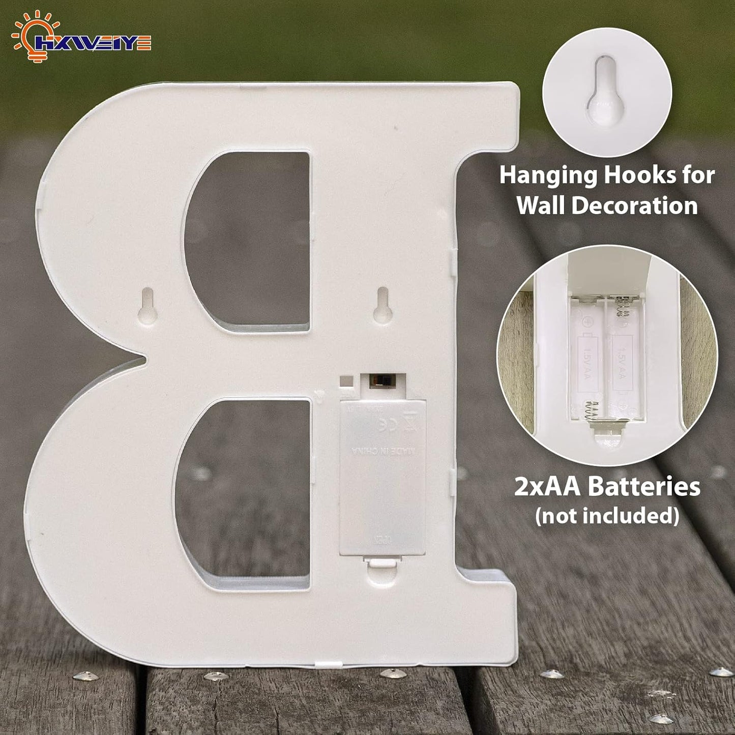 LED Marquee Letters Lights Sign-B, HXWEIYE Led Letters Lights 26 Alphabet, Light Up Number 0-9 Letters Sign for Party Home Birthday Anniversary Battery Powered Lighted Letters(Warm White)