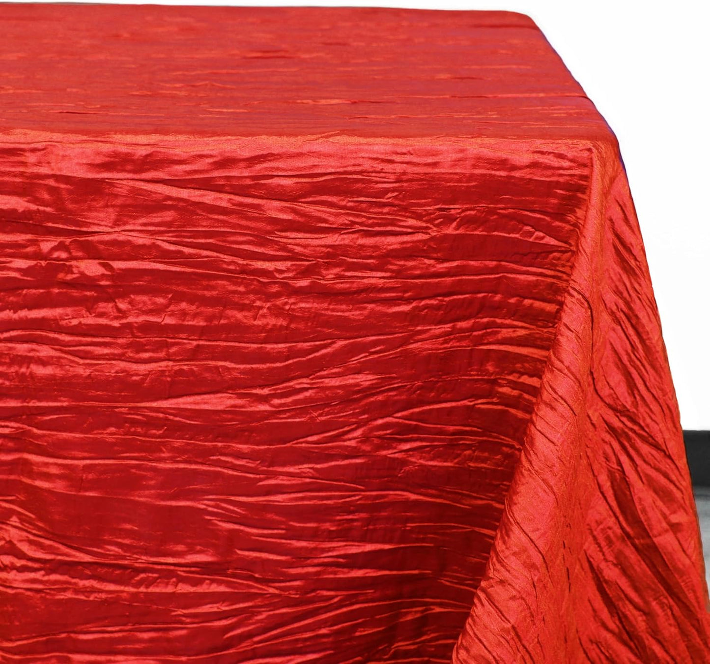 YOUR CHAIR COVERS - 90 x 132 inch Rectangular Crinkle Taffeta Tablecloth - Red, Rectangle Table Linens for 6 ft Rectangular Tables, Wedding Crushed Table Cloth