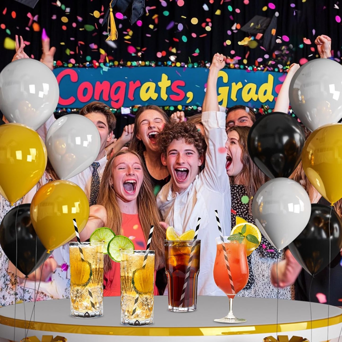 Black White Striped Biodegradable Paper Drinking Straws Unwrapped 7.75 inch 100 Counts - for Cocktail, Juice, Decoration, Crafts