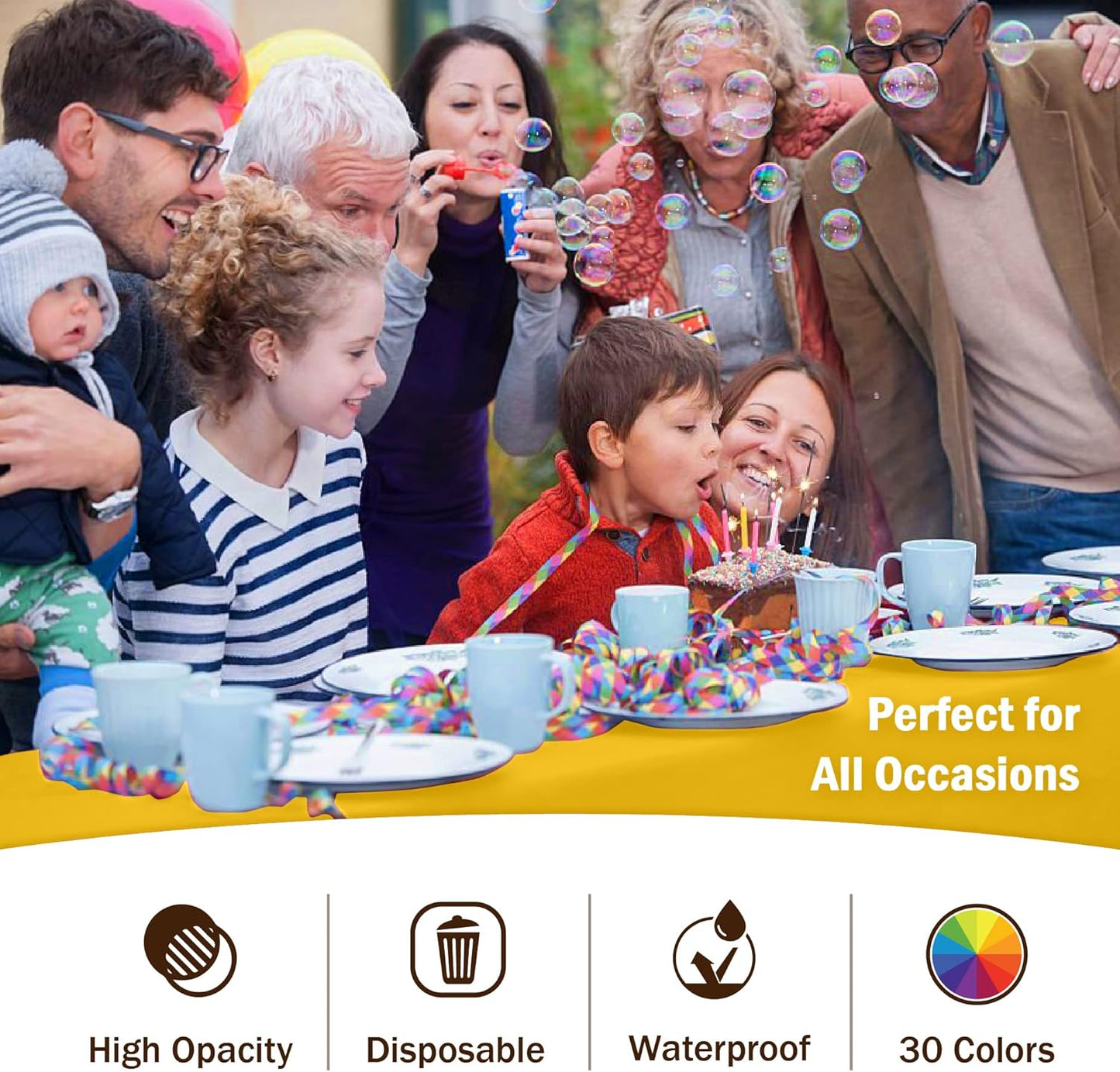 Exquisite 12-Pack Premium Plastic Tablecloth 54in. x 108in. Rectangle Table Cover - Yellow