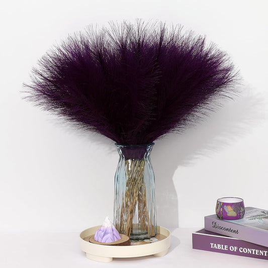 Purple Pampas Grass Decor 30 Pcs 21.7 Inch Faux Pampas Grass Bulk Artificial Dried Flowers Small Vase Filler Pompas Grass.