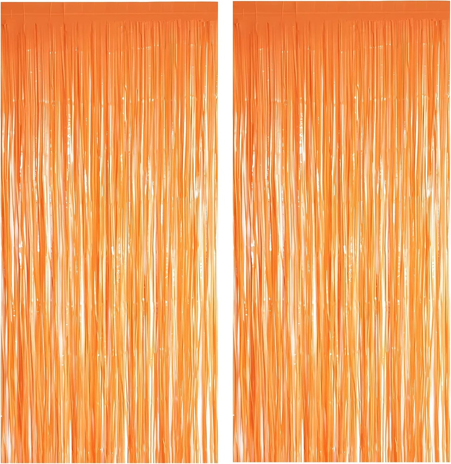 Orange Tinsel Curtain Party Backdrop - GREATRIL Foil Fringe Curtain Party Streamers for Fall/Thanksgiving Day/Birthdays/Doorway/Easter/Coco Theme/Day of The Dead Party Decorations 2 Packs