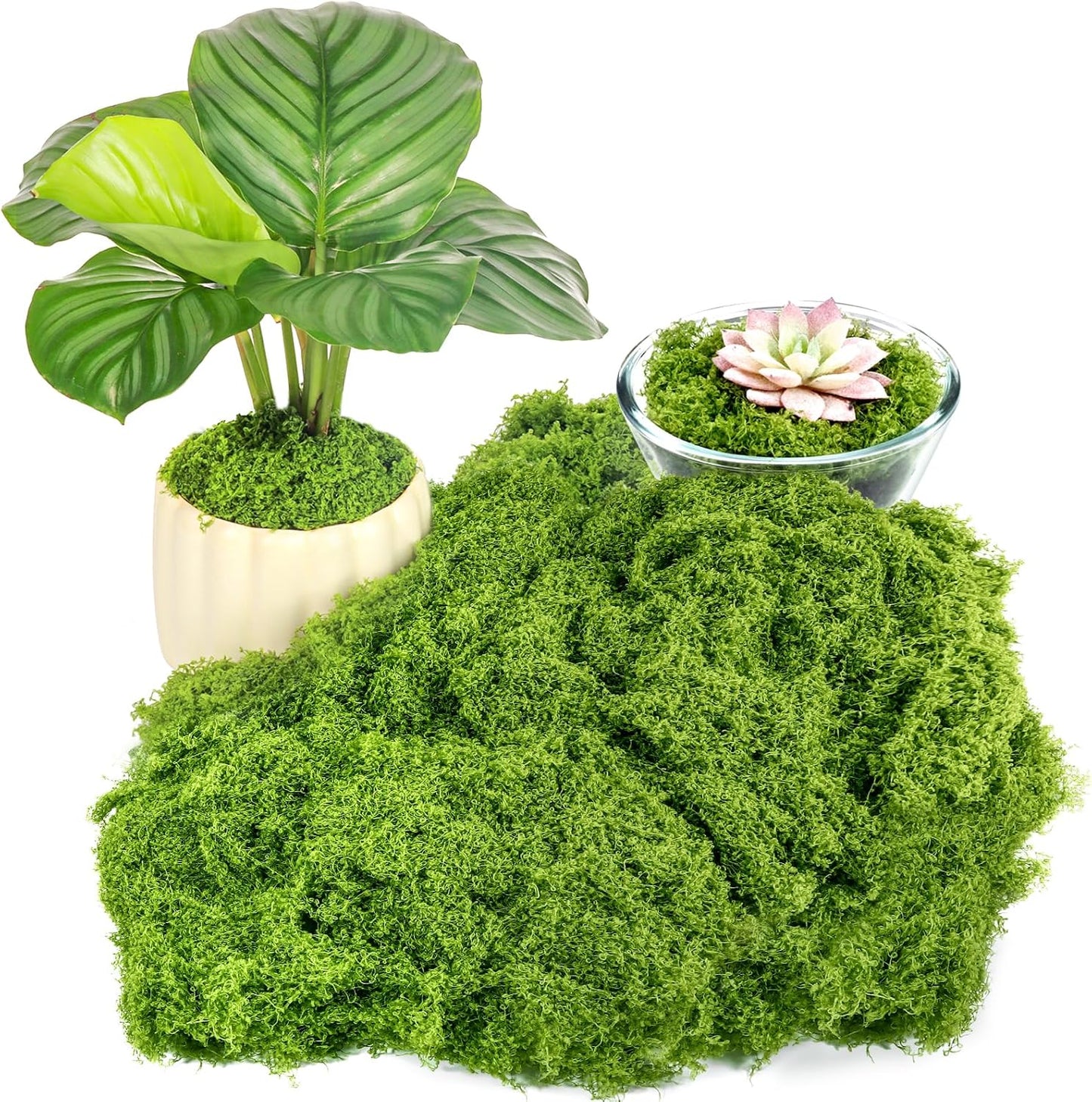 Draupnir Fake Green Moss for Plants Indoor, 5.3OZ Fake Moss for Crafts Preserved for DIY Decorative mossTable Centerpieces Decor Fairy Garden Floral Wedding (150g)