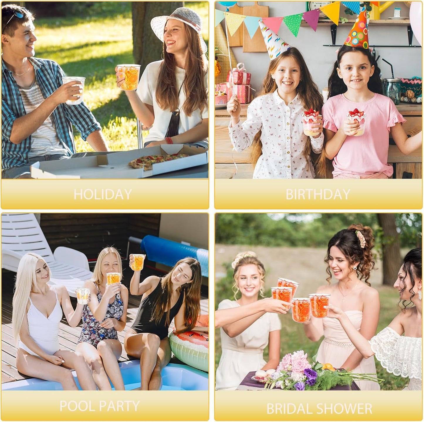 60 Pcs Disposable Stemless Clear Glasses 12 oz NATURAL Arc Crystal Plastic wine glasses Clear Classic Pet Cup for Meeting Weddings Birthdays Cocktail Christmas Party Supplies