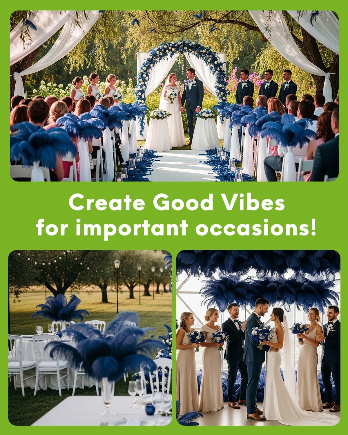 NEWONG 30pcs Navy Blue Ostrich Feathers Natural Bulk 9-12inch(23-30cm) Vase Craft Wedding Home Party Centerpieces Christmas Day Decoration