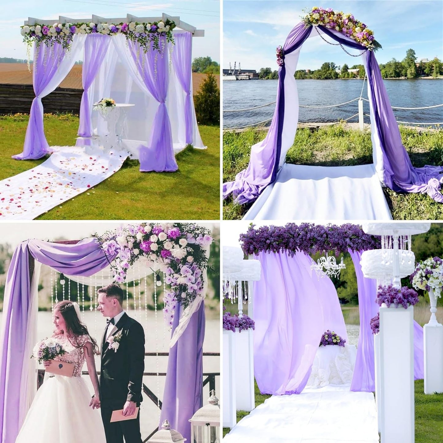 6 Panels Lavender Wedding Arch Drapery 28" x20Ft Wedding Arch Draping Fabric Chiffon Fabric Drape Sheer Backdrop Curtain for Weddings Party Swag Ceremony Birthday Arbor Drapery Reception Ceiling Décor