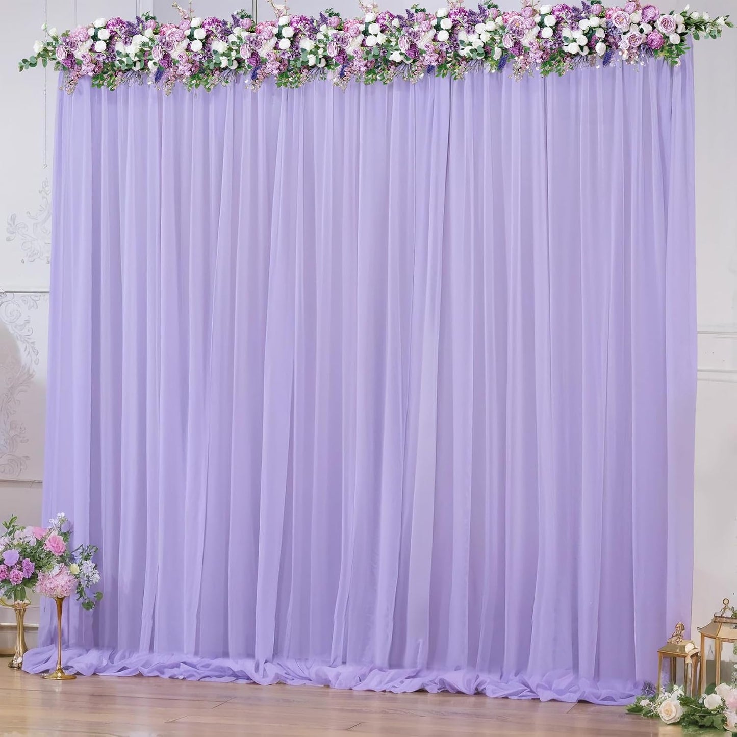 10x10ft Purple Tulle Backdrop Curtain for Parites, Sheer Backdrop Curtains for Wedding Baby Shower Birthday Party Photo Shoot Decorations