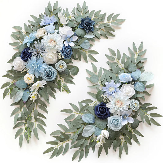 Artificial Wedding Arch Flowers Kit(Pack of 2) for Wedding Arch, Bridal Shower, Ceremony and Reception Backdrop Decoration (Blue Inspiration)