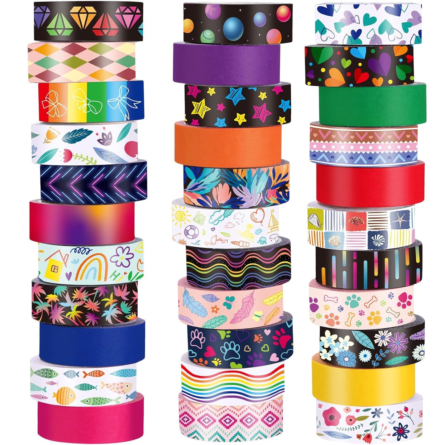 TaoBary 33 Rolls Holiday Plaid Washi Tape, 15 mm Seasonal Washi Tape Set Bohemian Colorful Vintage Cute for Card Wrapping Craft(Cool Style)