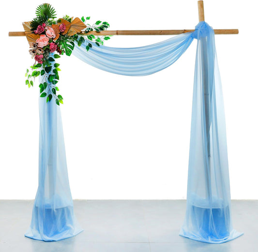 VDS Pack of 3 Panel (30 Inch X 20 Feet) Wedding Arch Draping Fabric Sheer Chiffon Fabric Drapery for Wedding Ceremony Reception Swag Backdrop Canopy Chuppah ARBO Altars Decoration (Turquoise)