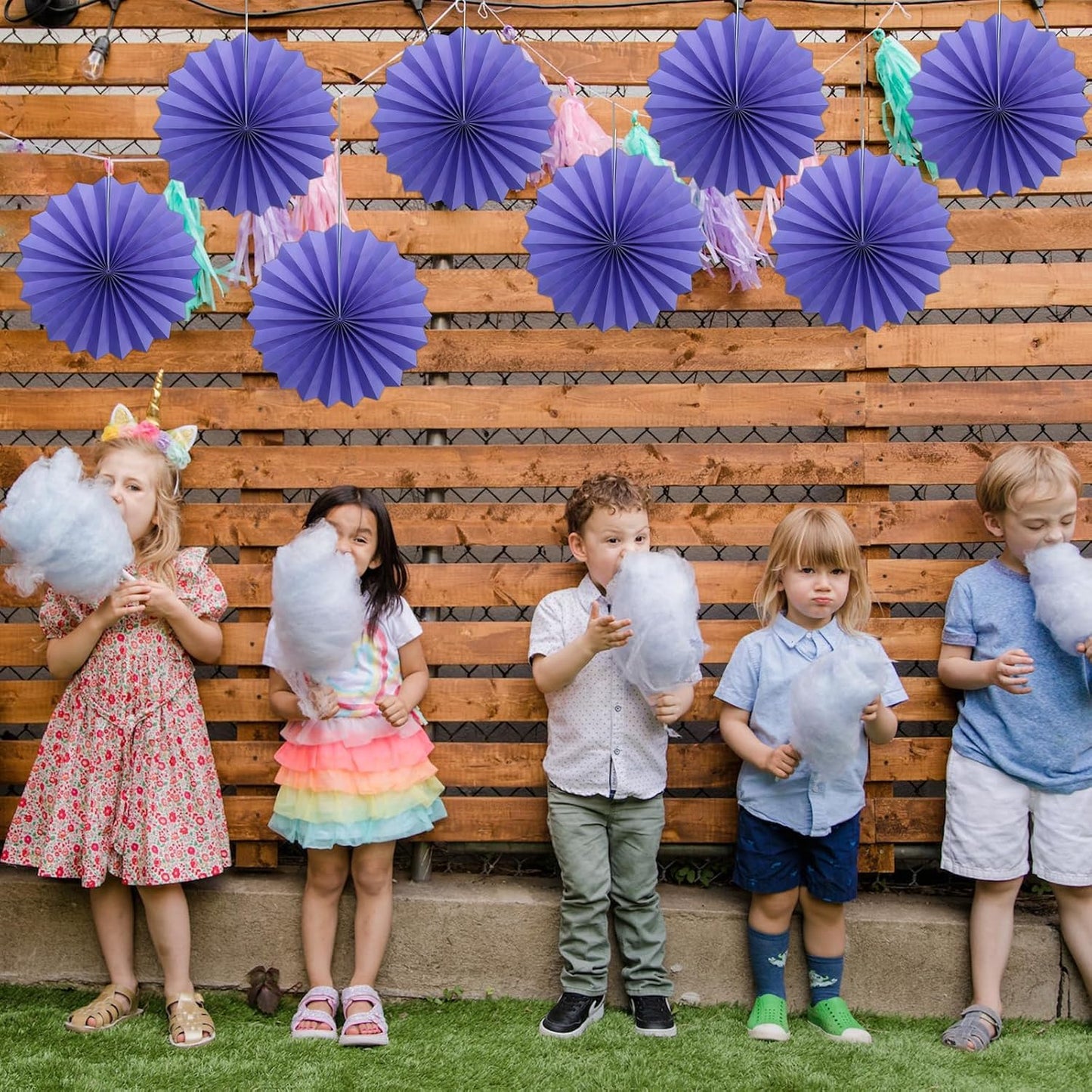 Purple Party Decorations,Purple Bridal Shower Decorations,Halloween Decor Events Accessories,Retirement Decorations Paper Fans Bulk 12in,Anniversary Decorations for Party 30 Color DIY Set(Purple)