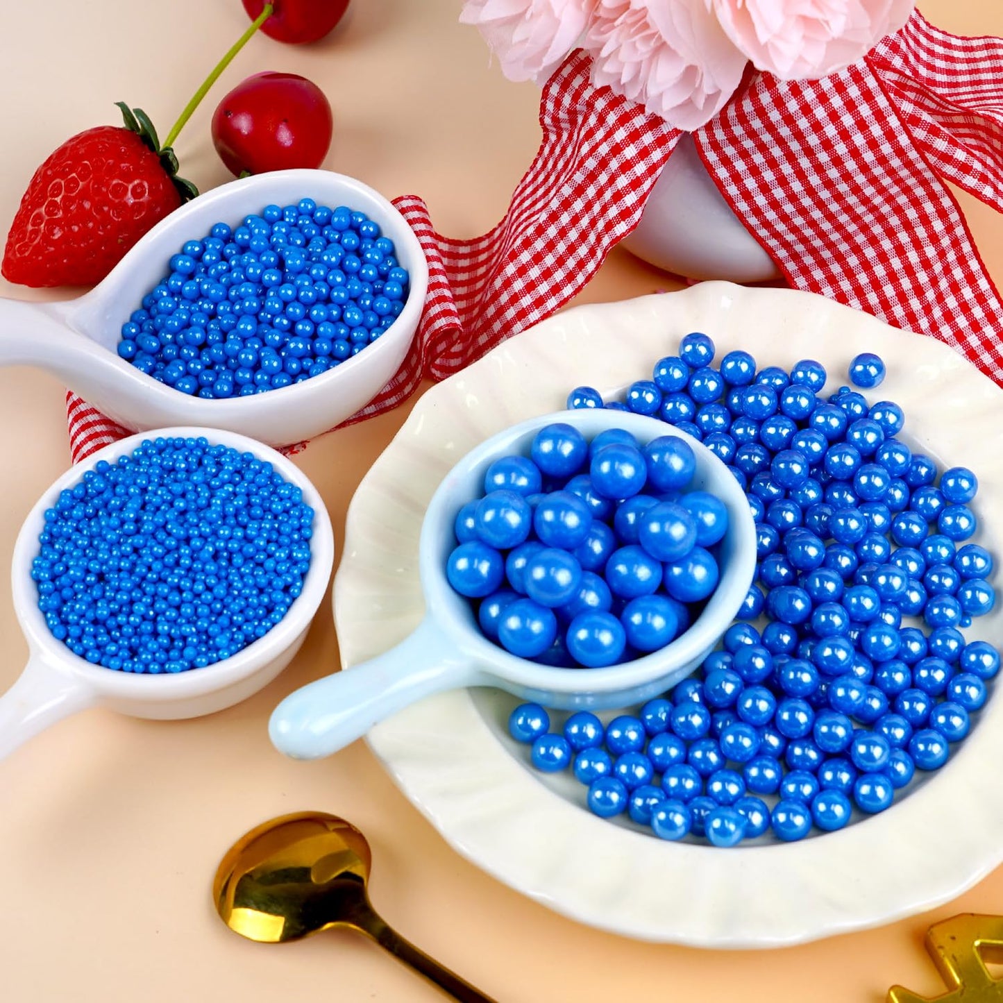 Dazzjoy Edible Blue Ball Pearl Sugar Sprinkles, 150g/5.29oz, Blue Sprinkles for Cake Decorating, Cake Decoration & Cupcake Topper