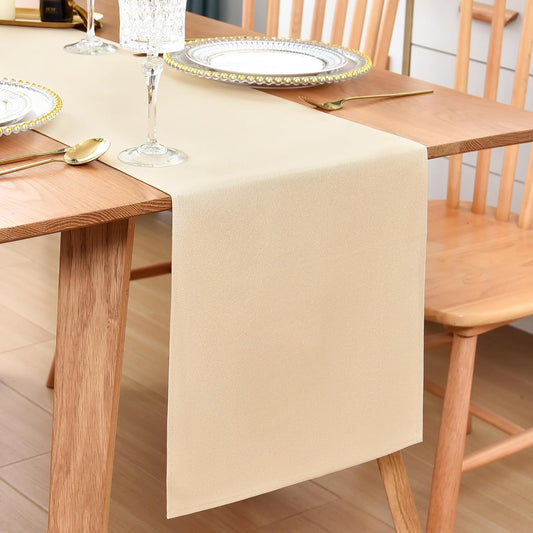 Farmhouse Beige Table Runner Dining Table Runners 72 Inches Long Coffee Table Runner for Dresser Living Room Bedroom Holiday Party Banquet 12X72 Inch