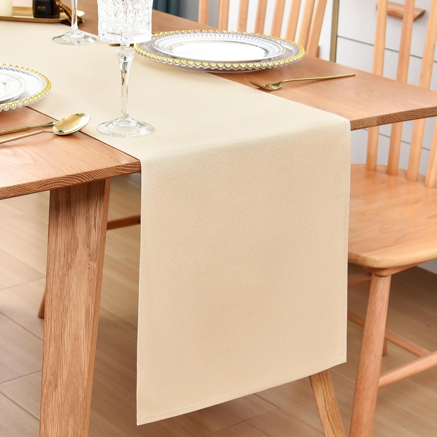 Farmhouse Beige Table Runner Dining Table Runners 90 Inches Long Coffee Table Runner for Dresser Living Room Bedroom Holiday Party Banquet 12X90 Inch