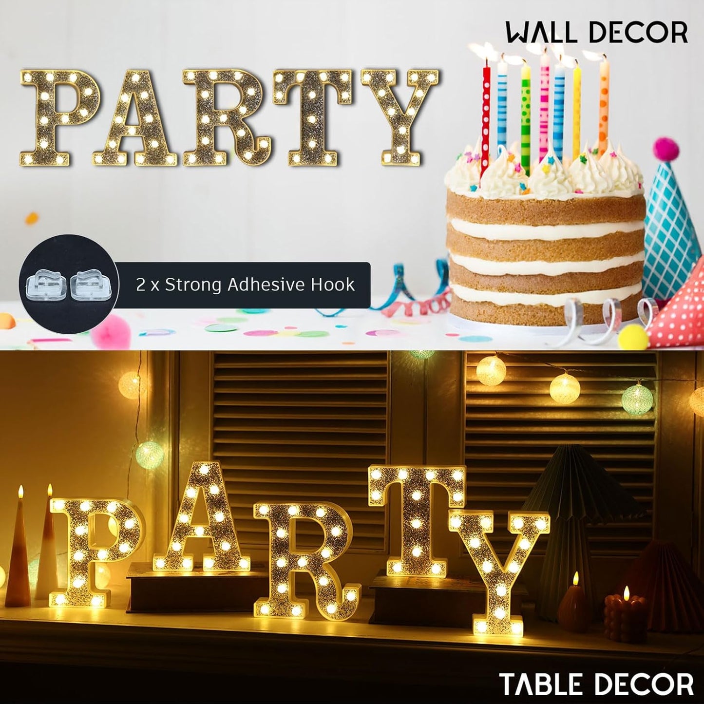 Marquee Light Letters for Table Decorations, Glitter Light Up Signs for Prom, Events, or Engagement Party Decor, Featuring Alphabet & Number Lighted Letters, Number 7