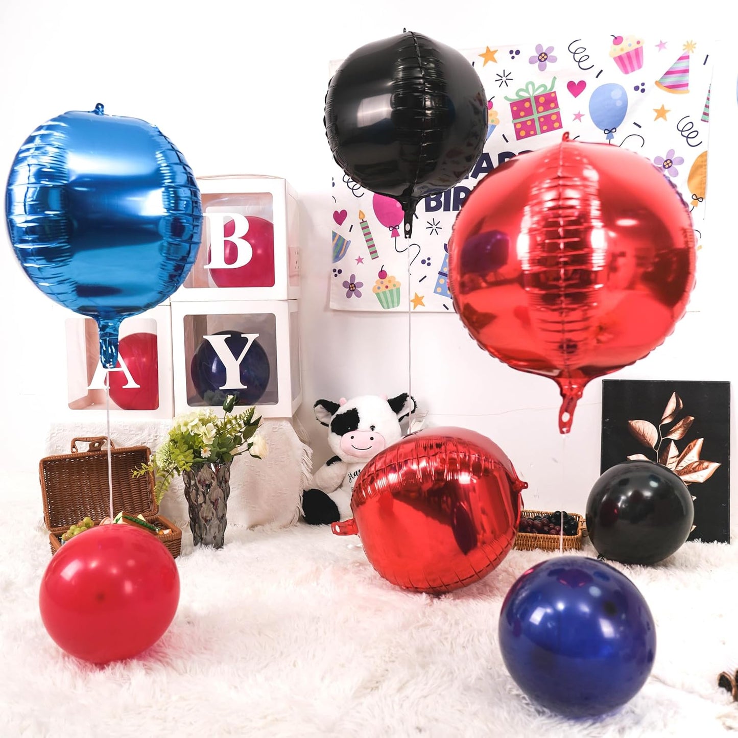 Giant Foil Balloons, 6Pcs Large Metallic Red Round Balloons, 22 Inch Big Round Foil Balloon for Red Birthday Party Baby Shower Wedding Decorations