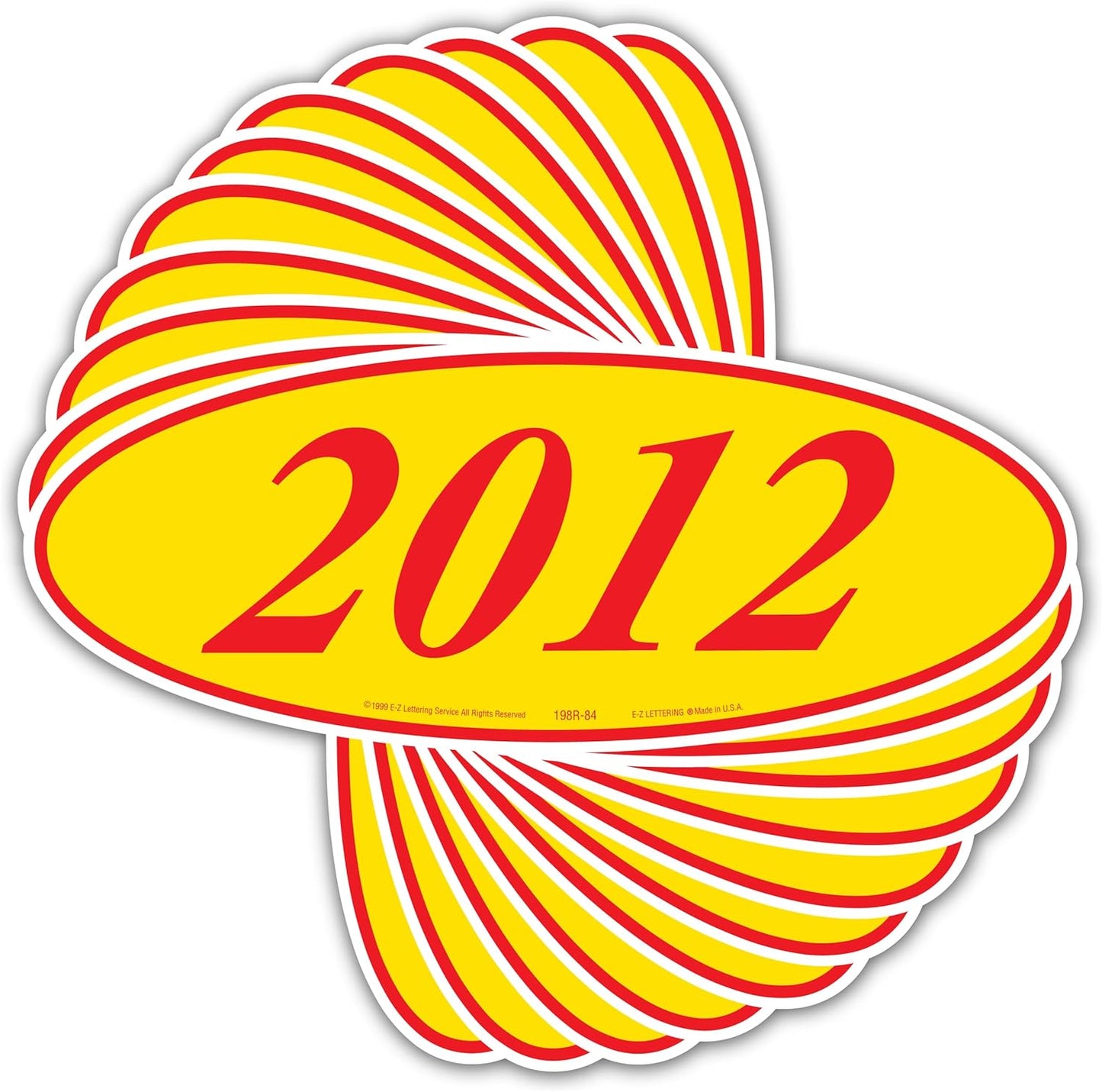 EZ-Line Oval Model Windshield Year Stickers for Car Windows Red and Yellow Large Vinyl Dealership Supplies 1 Dozen Pro Pack (2012)
