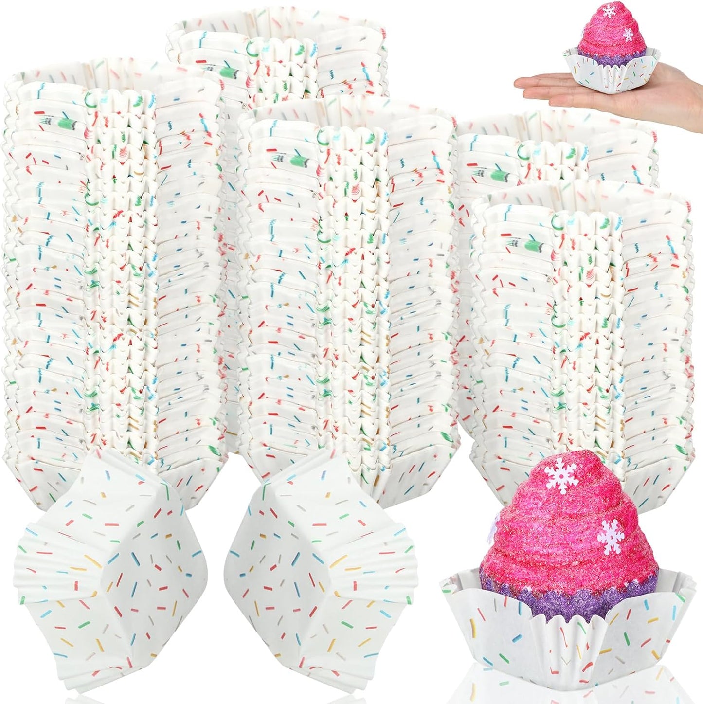 Tanlade 350 Pcs Square Mini Cupcake Liners Disposable Brownie Baking Pan Liners 1.77 Inch Paper Baking Cup for Cup and Cupcakes Party Supplies for Weddings Birthdays Bridal Showers(Confetti)