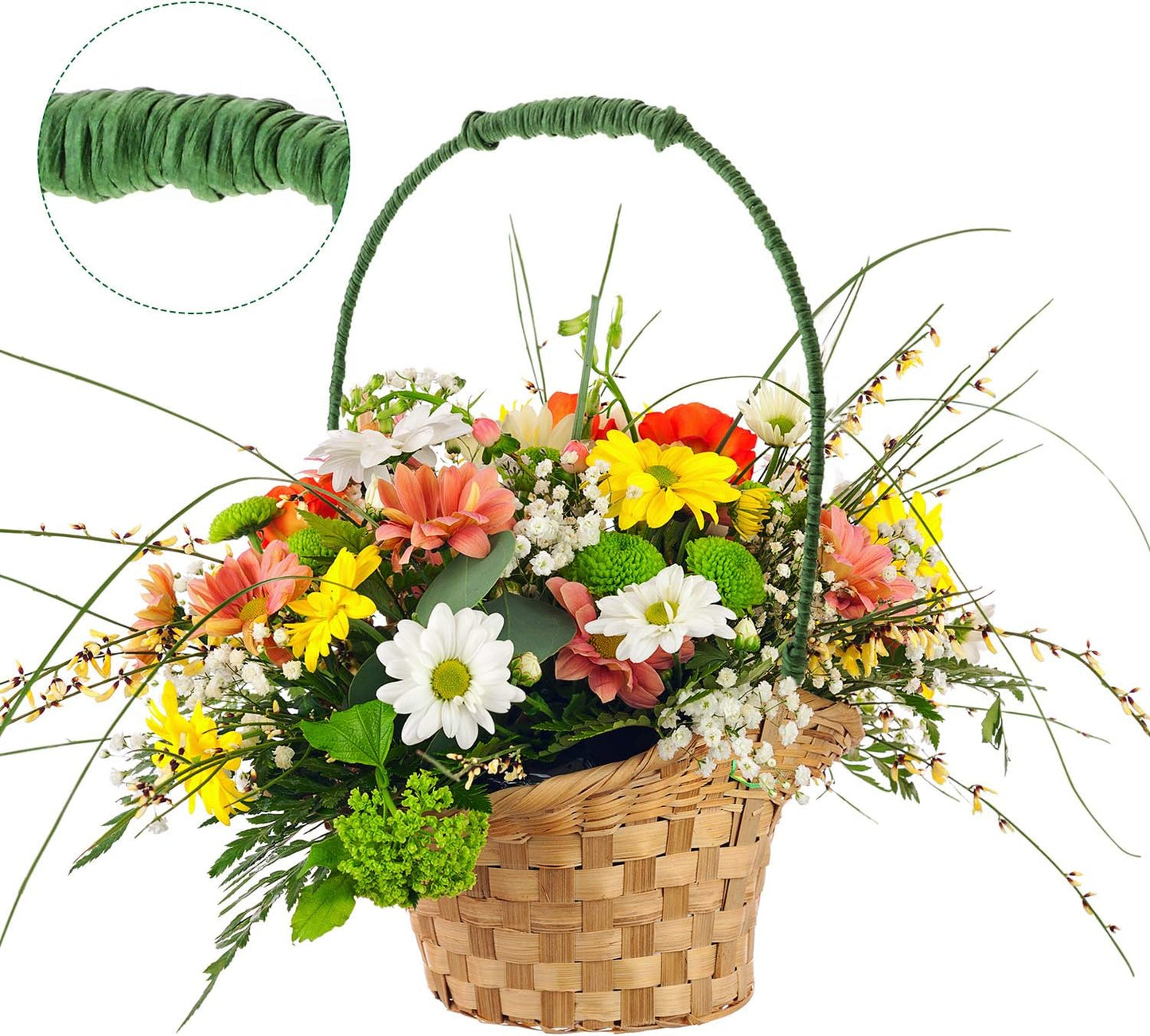 65 Feet Floral Wire Rustic Vine Bind Wire for Craft Wrapping Flower Bouquets(1 Roll,Dark Green)