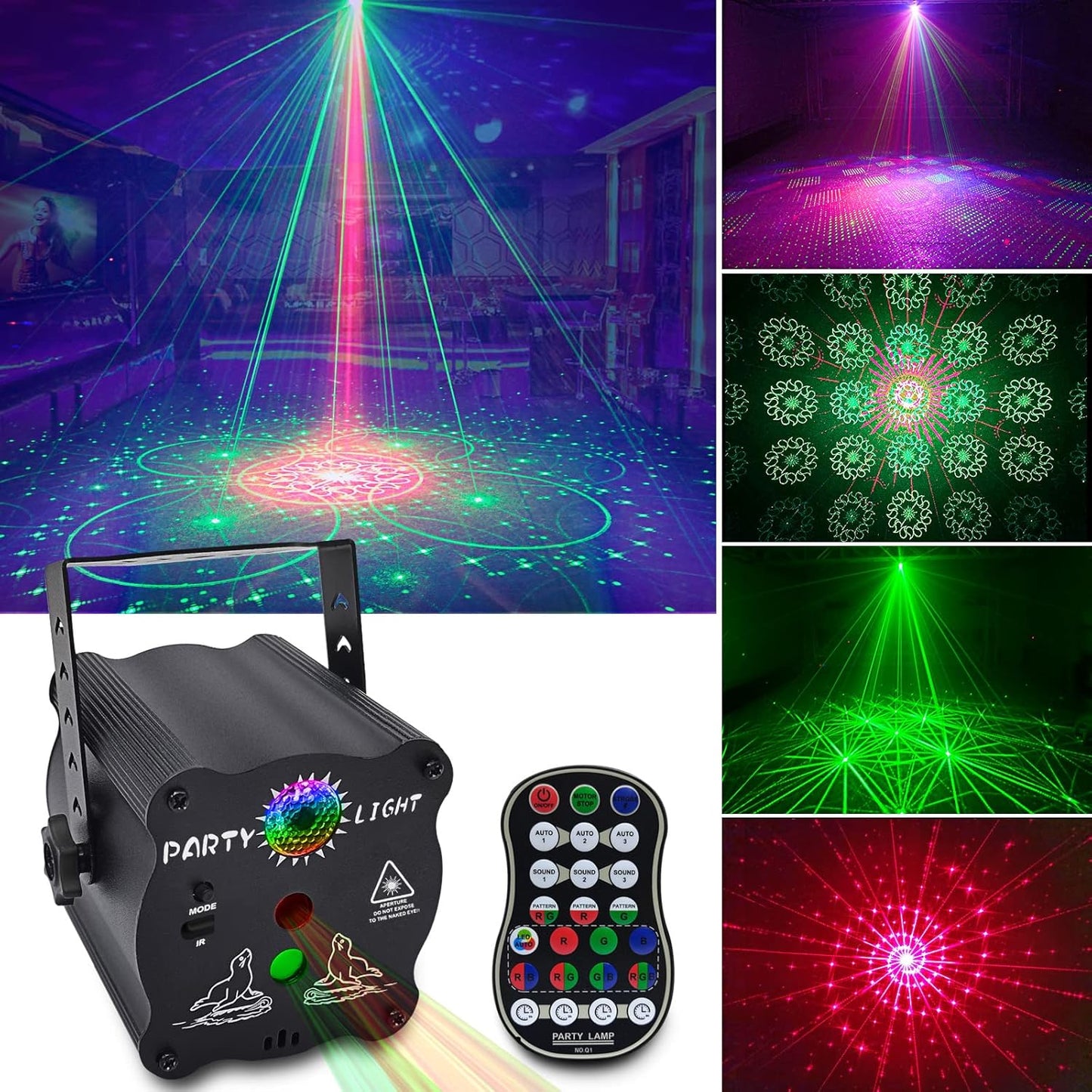 Party Lights DJ Disco Lights, Sound Activated with Remote Control for Dance Party Karaoke Living Room Pub
