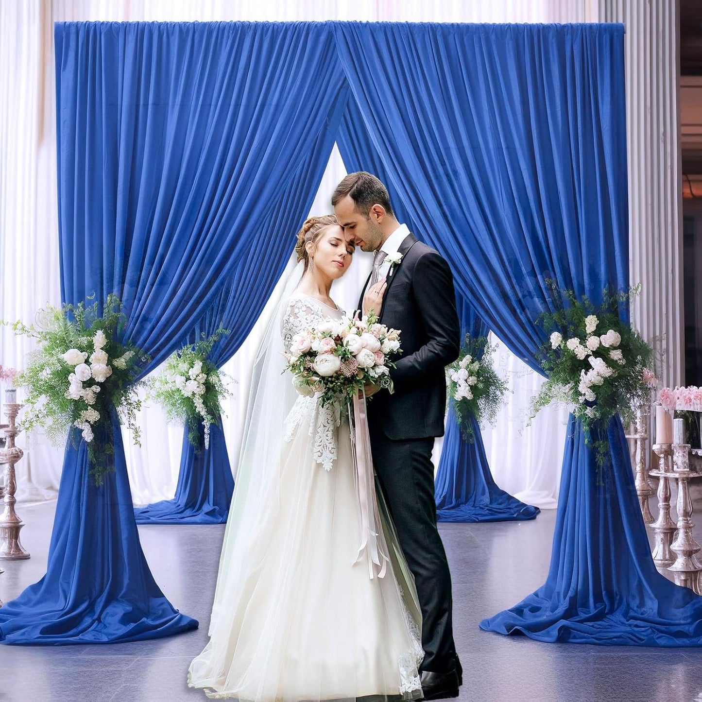 10 x 10 Feet Blue A Backdrop Curtain for Partie, Background Curtains for Photoshoot, Birthday, Wedding, Halloween, Thanksgiving, Christmas Day, New Year Party Decorations 5Ft x 10Ft, 2 Panels