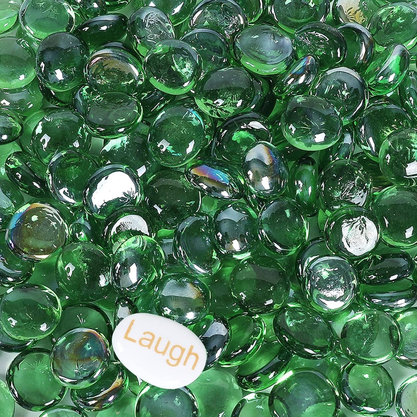 11LB Fire Glass Beads Flat Glass Marbles for Outdoor Fire Pit and Fireplace, Glass Gemstones for Vase Filler, Aquariums, Hydroponics Plants, Home Decor and Christmas DIY Craft, Green