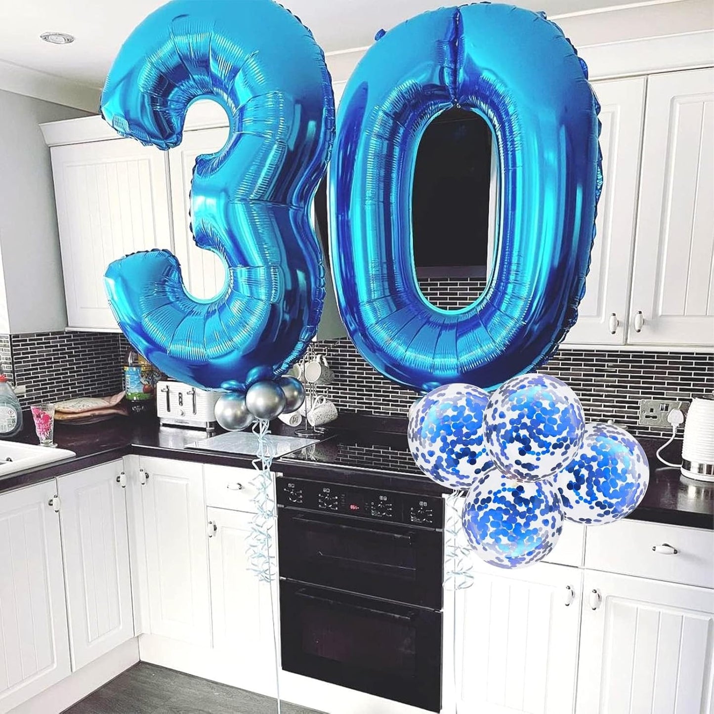 Blue Balloon Number 0, 40 Inch Large Self Inflating Foil Number Balloons 0-9, Giant 0 Digital Helium Balloon for Boys Men Birthday Baby Shower New Year Party Anniversary Celebration Decorations