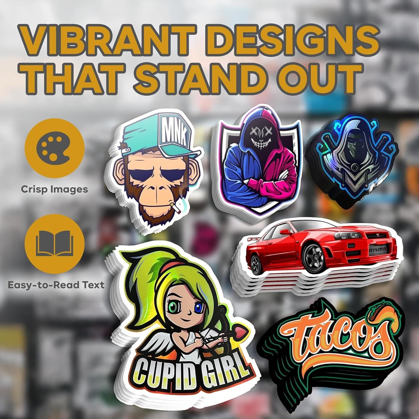 VulgrCo Custom Design Your Own Personalized Labels Stickers Decals Text Name Image Photo 120 Pack - Waterproof, Dishwasher Safe, Fade Resistant, UV Protected, Heat and Cold Resistant