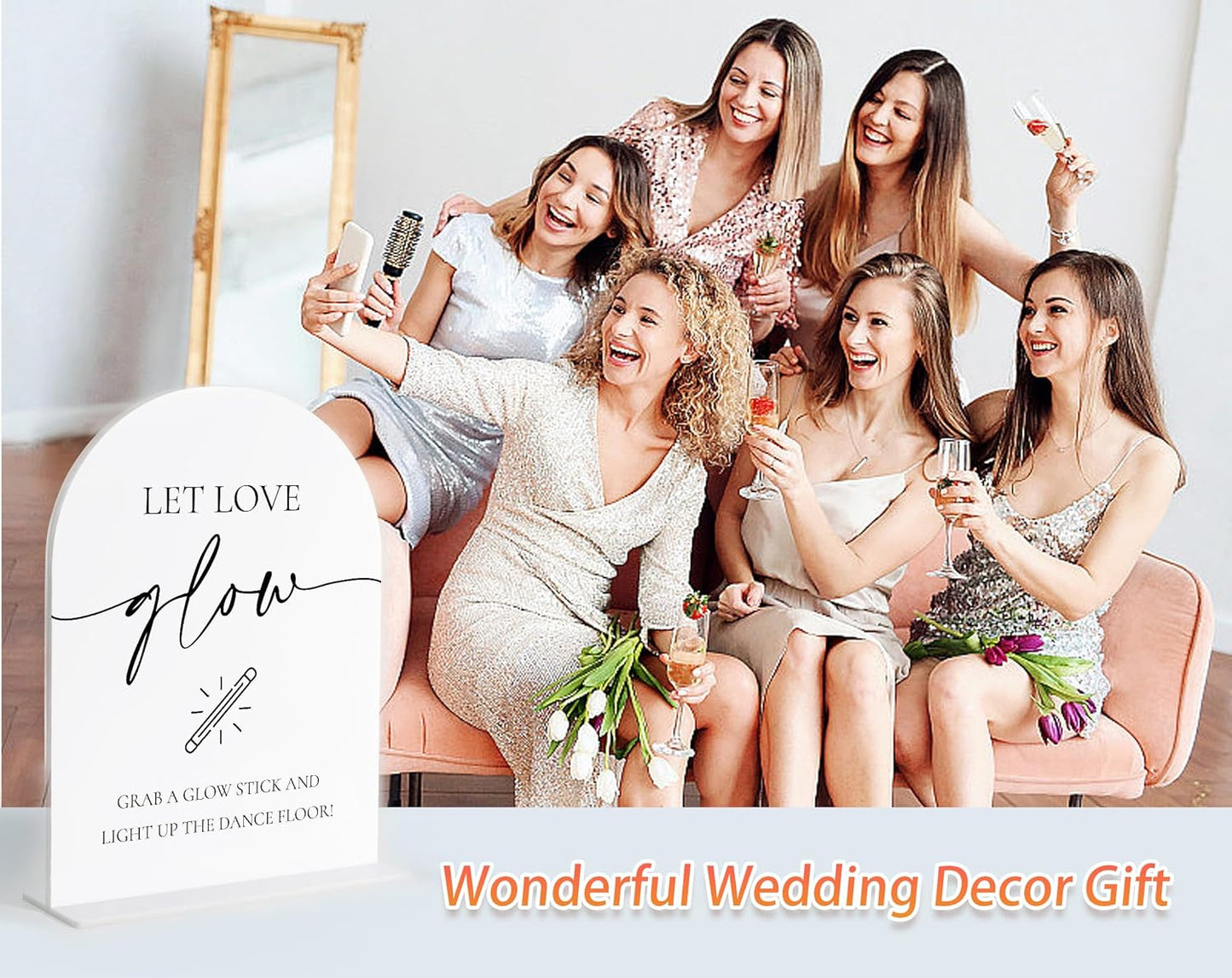 Let Love Glow Sign Wedding, White Arch Acrylic Sign, Wedding Dance Floor Props, Bridal Shower Decor, Engagement Party Decor, Centerpiece Table Decorations Party for Bride and Groom-18