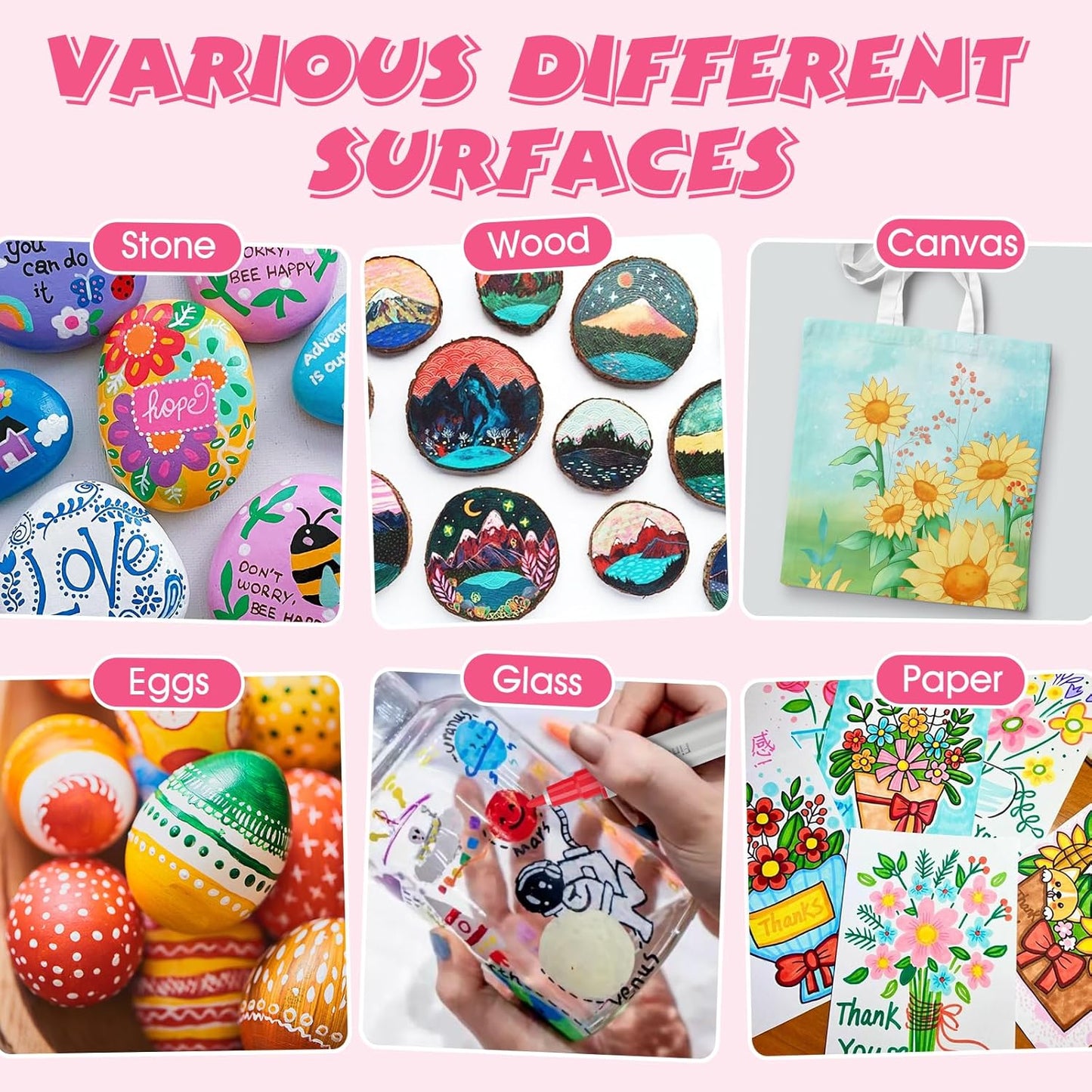 FUMILE 48 Colors Dual Tip Acrylic Paint Pens,Paint Markers With Extra Fine Tip and Brush Tip for Wood, Rock, Glass, Ceramic, Canvas, Paper.Paint Markers for DIY Craft,Halloween and Christmas