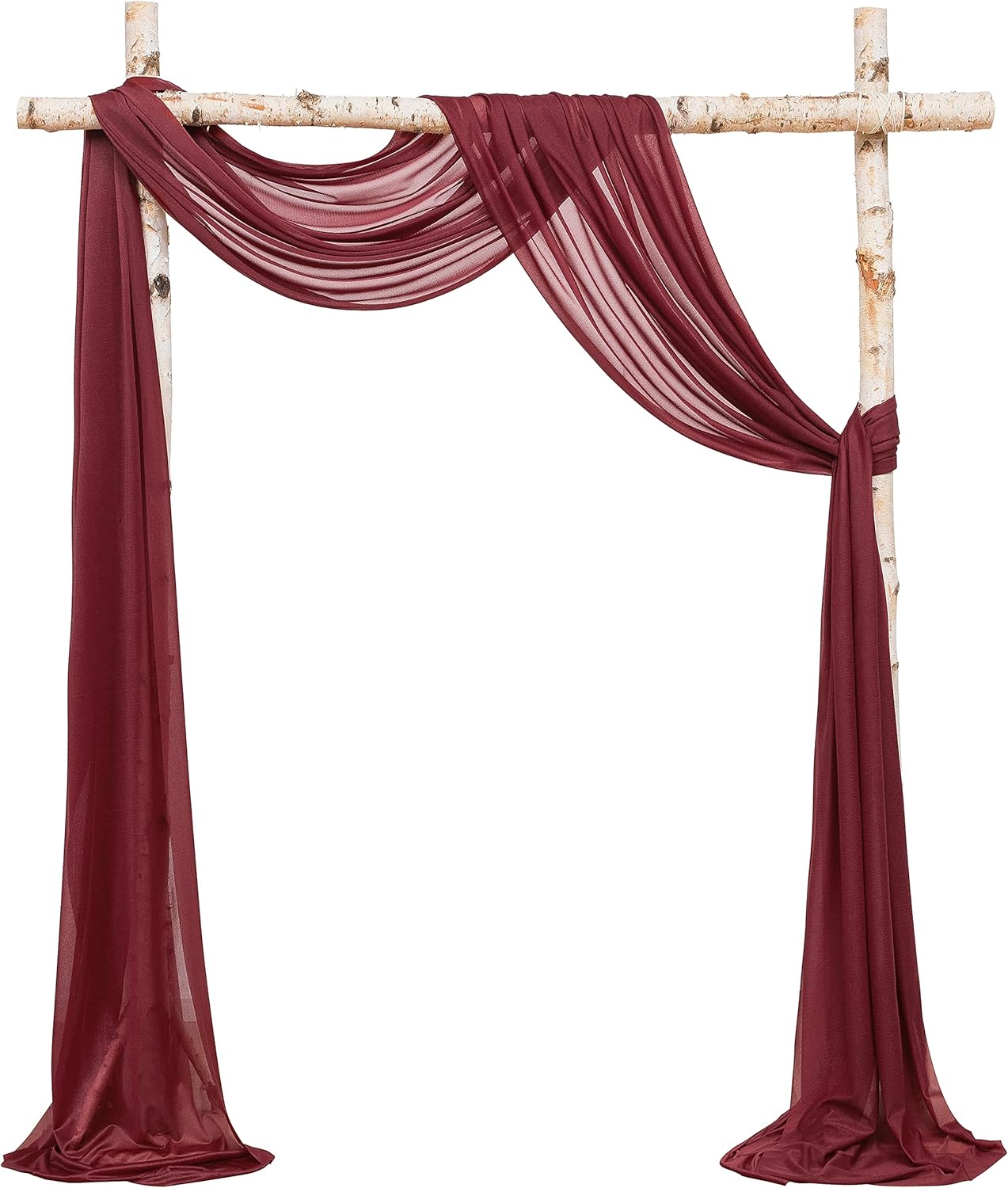Floroom Wedding Arch Draping Fabric 2 Panels 20Ft Burgundy Chiffon Fabric Drapes Arbor Drapery Wedding Ceremony Reception Swag Dark Red Decorations
