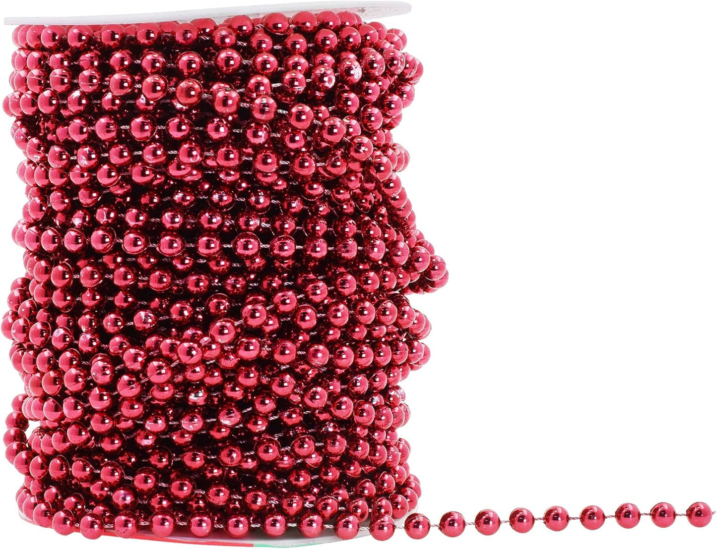 Mandala Crafts 6mm Faux Burgundy Pearl Beads Roll - 27 Yards Strand of Fake Pearls Chain Garlands Spool String for Christmas Tree, Wedding, Party, Vases, DIY Decoration