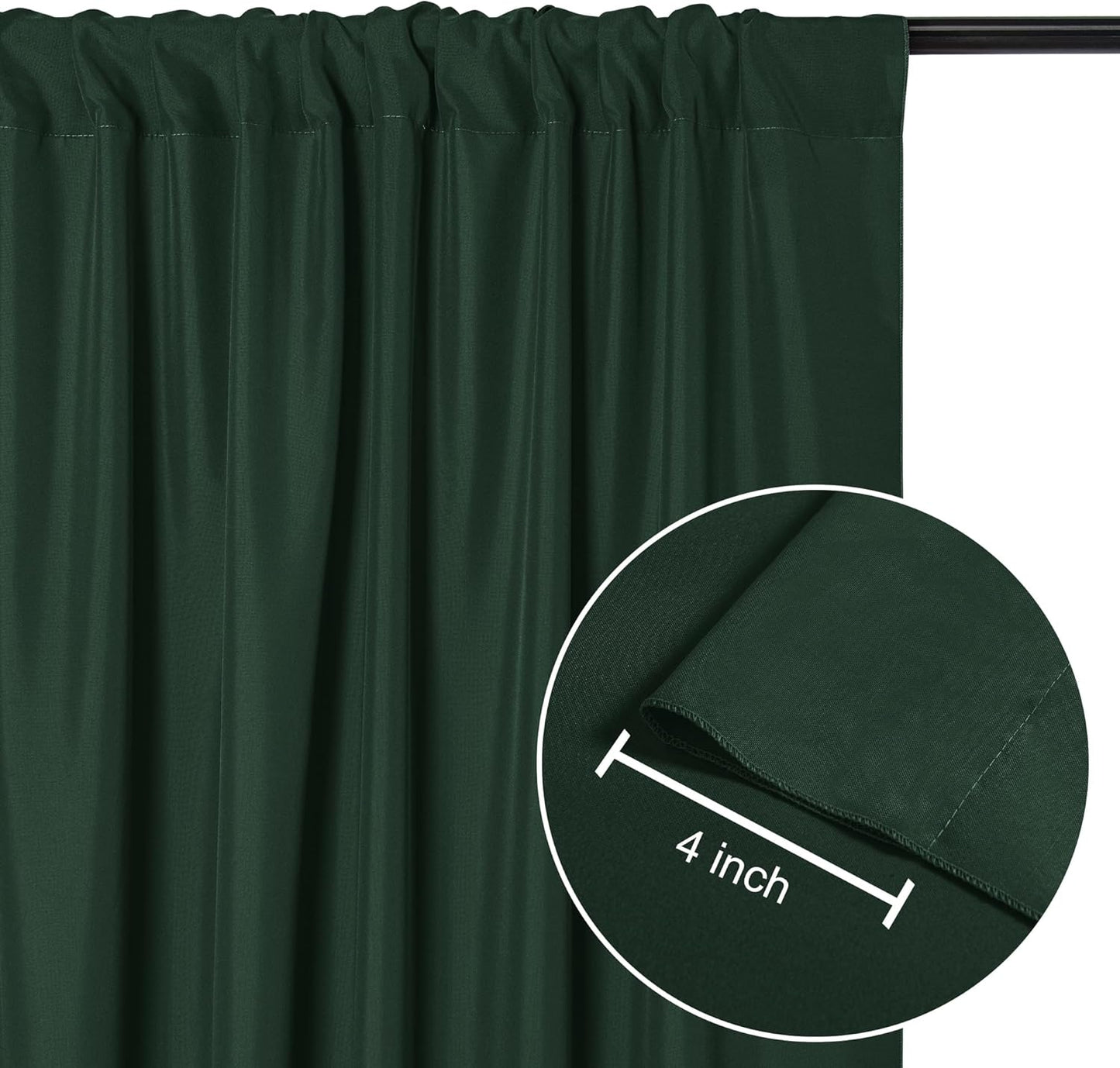 DWCN 10x7 FT Backdrop Curtains for Parties, Photography Backdrop Drapes with Rod Pockets for Wedding Decorations Stage Birthday Family Gatherings, 2 Panels 5ft x 7ft, Hunter Green