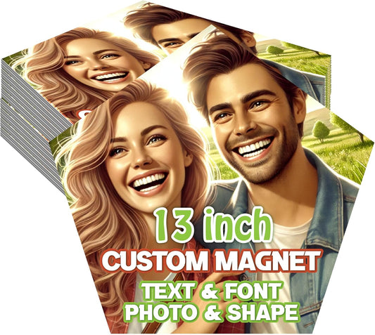 KETABAO – 13" Create Your Own Custom Refrigerator and Car Pentagon Photo Magnets - Personalized Decorative Magnetic Frames