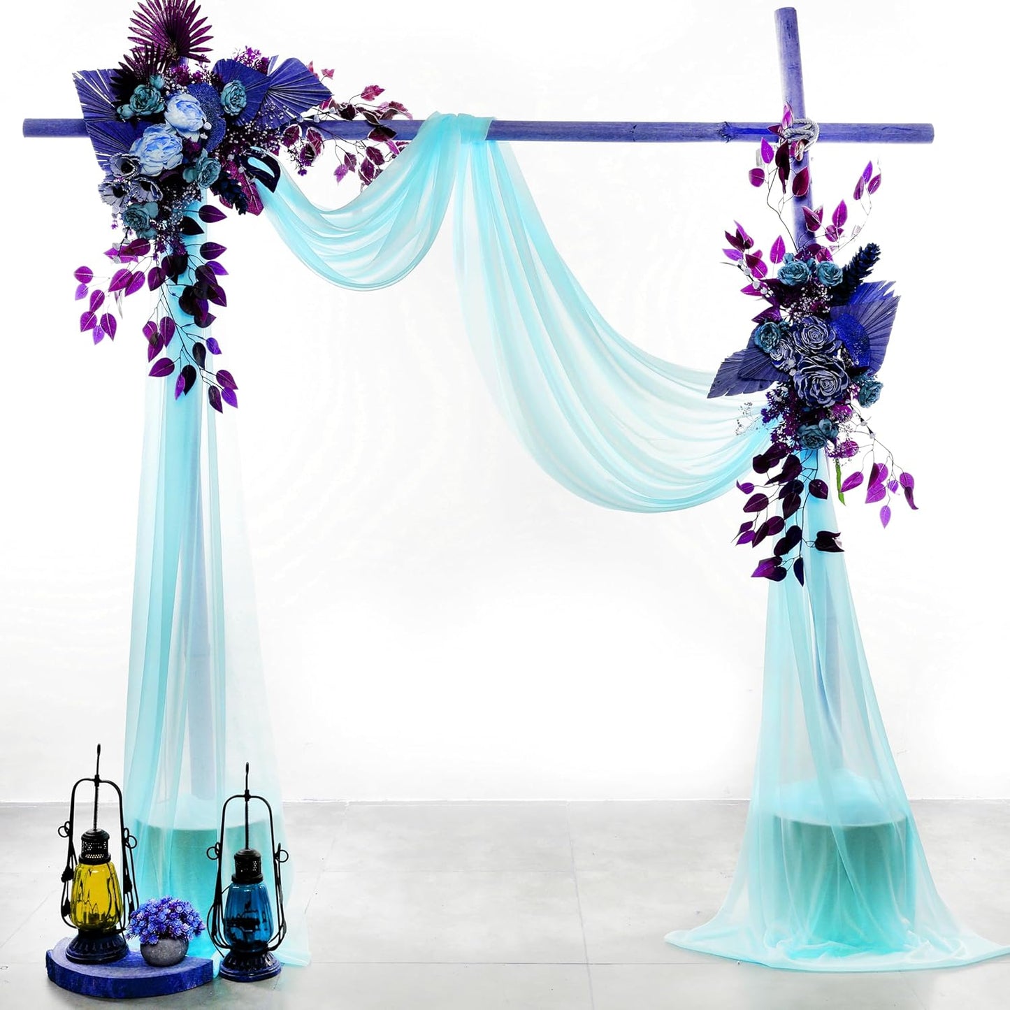 VDS Pack of 2 Panel (30 Inch X 20 Feet) Wedding Arch Draping Fabric Sheer Chiffon Fabric Drapery for Wedding Ceremony Reception Swag Backdrop Canopy Chuppah ARBO Altars Decoration (Teal)