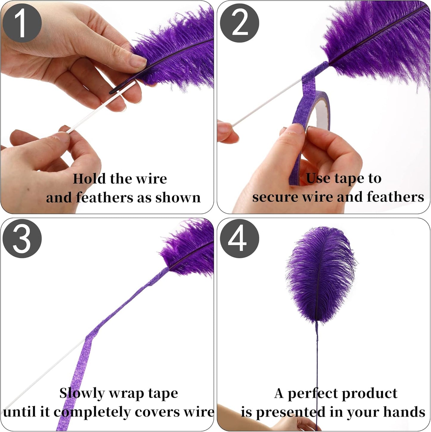 Holmgren Purple Large Ostrich Feather - 20pcs Making Kit 22 Inch Large Ostrich Feathersfor Crafts Floral Arrangement, Wedding Party Centerpieces Home Decorations (Purple)