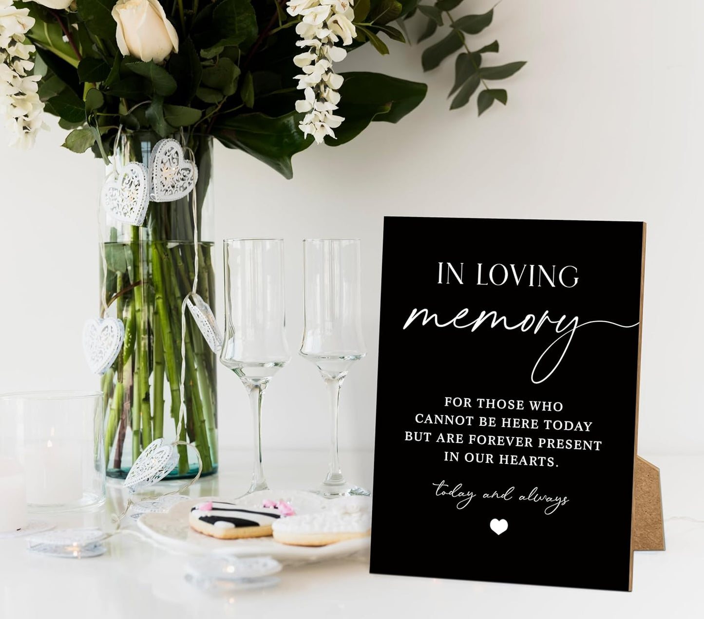 Wedding Memorial Sign, 8x11 Black Minimalist Style Memorial Table Sign for Wedding, In Loving Memory Sign,Wedding Decorations, Wedding Table Decor, Memorial Gifts For Loss of Loved One -8