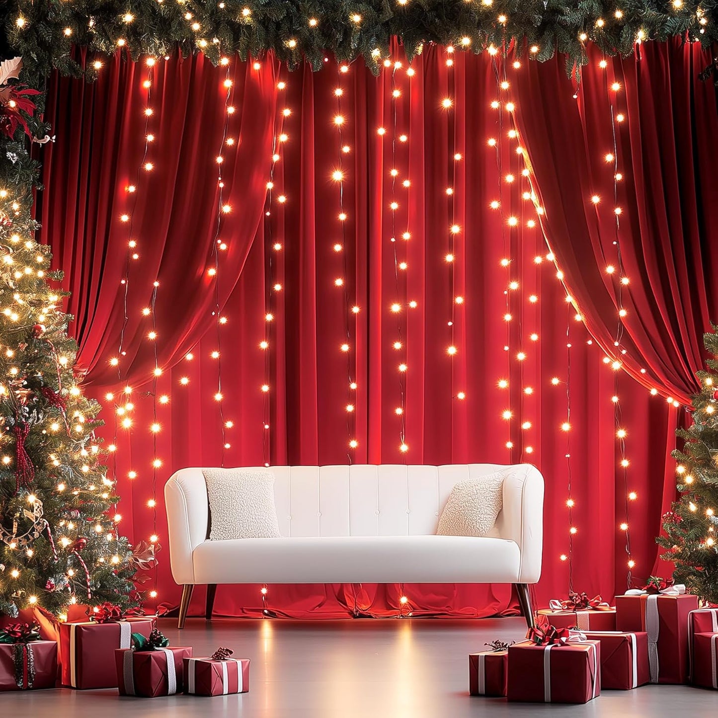 10ftx12ft Wrinkle Free Red Backdrop Curtain, 2 Panels 12FT Height Red Wedding Backdrop Drapes, Silky Polyester Back Drop Cloth for Birthday Photography Background Party Backdrop Draping