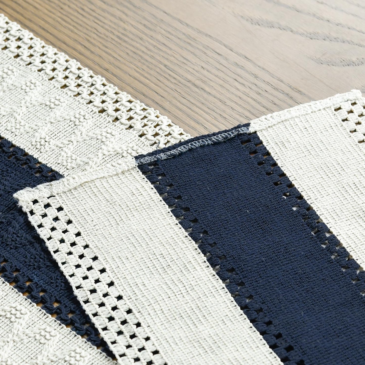 Artoid Mode Dark Blue Farmhouse Rustic Table Runner, Seasonal Holiday Hollow Kitchen Dining Table Decoration for Home Party Decor 12x72 Inch