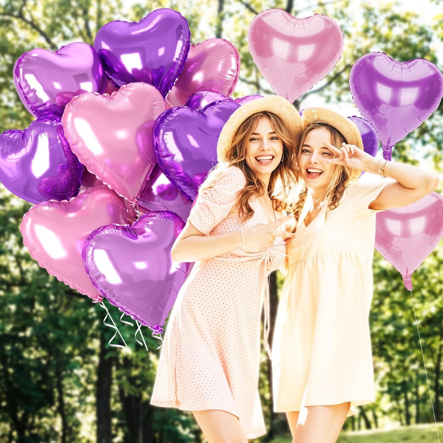 12 Pcs Heart Balloons, 18 inch Pink Purple Heart Shaped Balloon, Big Helium Foil Pink Purple Balloons for Wedding Baby Shower Anniversary Backdrop Valentine Women Girl Party Decoration